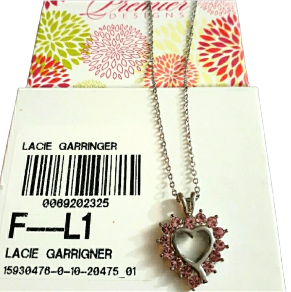 Womens premier Designs pink silver " Lacie Garringer " Heart pendant Necklace